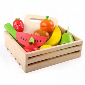 Zestaw do krojenia owoców – drewniane akcesoria kuchenne do zabawy, akcesoria do wielu zabaw w udawanie, drewniane zabawki do krojenia owoców dla małych dzieci i dzieci w wieku 3+