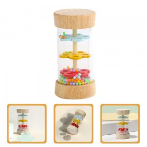 Wooden Melody Maker Soothing Rain Drum Toy Hourglass Design with Realistic Sound Effects Ideal for Musical Learning and Creative Play